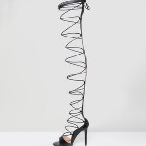 Brand New black lace up heels